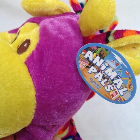 Animal Pals Monkey Plush Stuffed Animal Purple Yellow Soft Huggable Holiday Kids - Picture 9 of 10